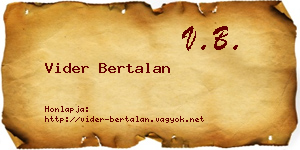 Vider Bertalan névjegykártya